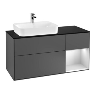 V&B Finion Meuble sous lavabo 120 cm, éclairage mural, anthracite mat