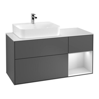 V&B Finion Meuble sous lavabo 120 cm, éclairage mural, anthracite mat