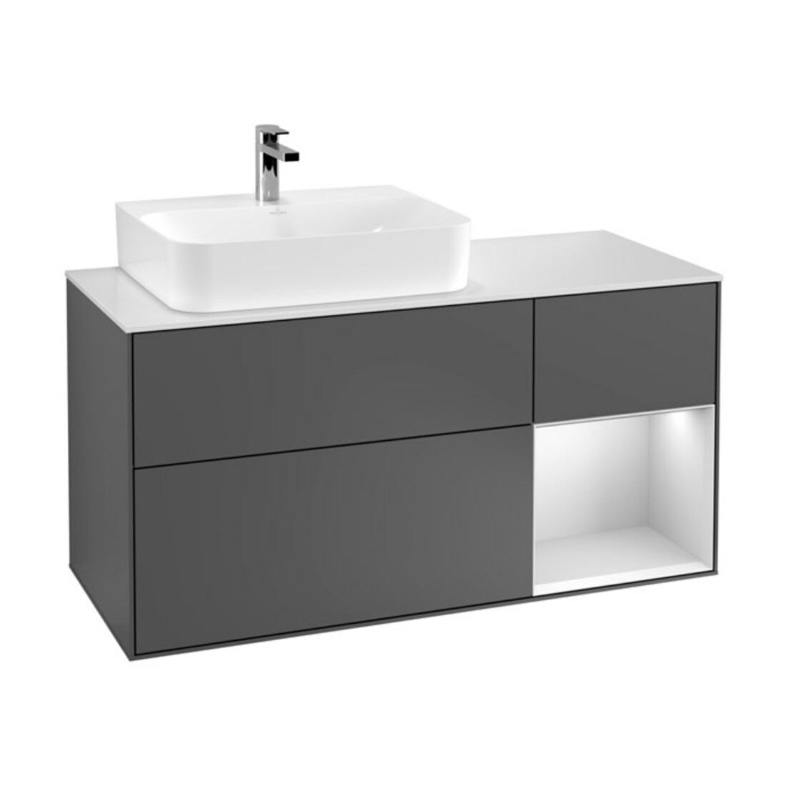 V&B Finion Meuble sous lavabo 120 cm, éclairage mural, anthracite mat