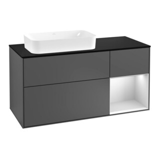 V&B Finion Meuble sous lavabo 120 cm, éclairage mural, anthracite mat
