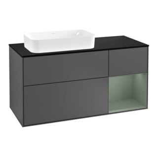 V&B Finion Meuble sous lavabo 120 cm, éclairage mural, anthracite mat lacqué