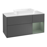 V&B Finion Meuble sous lavabo 120 cm, éclairage mural, anthracite mat, laqué