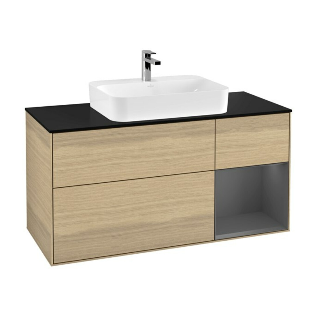 V&B Finion Meuble sous lavabo 120 cm, éclairage mural, anthracite, Pl b m, Reg re, Oa ven