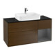 V&B Finion Meuble sous lavabo 120 cm, éclairage mural, anthracite, placage bois-1