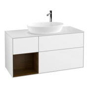 V&B Finion Meuble sous lavabo 120 cm, éclairage mural, blanc brillant-1