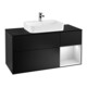 V&B Finion Meuble sous lavabo 120 cm, éclairage mural, blanc brillant, laqué bleu-1