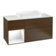 V&B Finion Meuble sous lavabo 120 cm, éclairage mural, blanc brillant, placage noyer veneered-1
