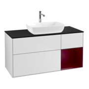 V&B Finion Meuble sous-lavabo 120 cm, éclairage mural, blanc laqué