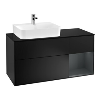 V&B Finion Meuble sous lavabo 120 cm, éclairage mural, blanc laqué