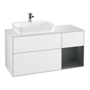 V&B Finion Meuble sous lavabo 120 cm, éclairage mural, blanc laqué