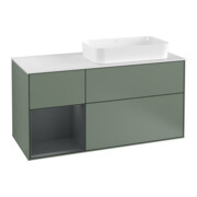 V&B Finion Meuble sous lavabo 120 cm, éclairage mural, blanc mat, laqué