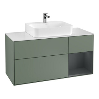 V&B Finion Meuble sous lavabo 120 cm, éclairage mural, blanc mat, laqué