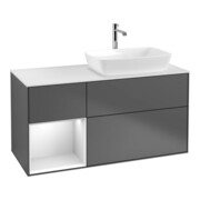 V&B Finion Meuble sous lavabo 120 cm, éclairage mural, blanc mat, laqué, anthracite mat