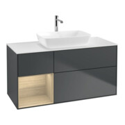 V&B Finion Meuble sous lavabo 120 cm, éclairage mural, blanc mat, rég. Oa ven, méd. bleu mat Lac