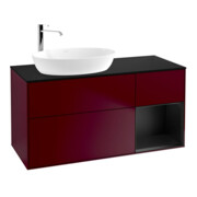 V&B Finion Meuble sous lavabo 120 cm, éclairage mural, bleu mat, laqué mat, poignée mat