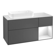 V&B Finion Meuble sous lavabo 120 cm, éclairage mural, laqué anthracite mat
