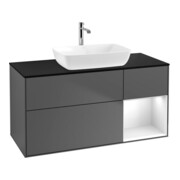 V&B Finion Meuble sous-lavabo 120 cm, éclairage mural, laque blanche, anthracite m