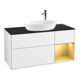 V&B Finion Meuble sous lavabo 120 cm, éclairage mural, placage bois, laqué blanc brillant-1