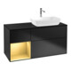 V&B Finion Meuble sous lavabo 120 cm, éclairage mural, placage bois, laqué or, bleu laqué-1