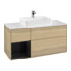 V&B Finion Meuble sous lavabo 120 cm, éclairage mural, placage bois, réglette gauche, bleu mat, laqué, Oa ven-1