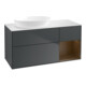 V&B Finion Meuble sous lavabo 120 cm, éclairage mural, placage noyer, bleu mat avec laque-1