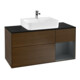 V&B Finion Meuble sous lavabo 120 cm, éclairage mural, placage noyer, laqué blanc mat-1