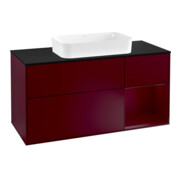 V&B Finion Meuble sous lavabo 120 cm, éclairage mural, plaque de vidage bleue, étagère réglable Peo, Peo m