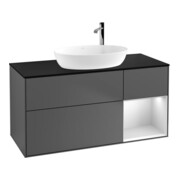 V&B Finion Meuble sous lavabo 120 cm, Pl b m, Éclairage mural, Anthracite m Lac, Reg wh. m