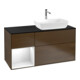V&B Finion Meuble sous lavabo 120 cm, Pl b m, Éclairage mural, blanc brillant, placage noyer-1