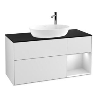 V&B Finion Meuble sous lavabo 120 cm, Pl b m, Étagère bl. m Lac, bl. m Lac