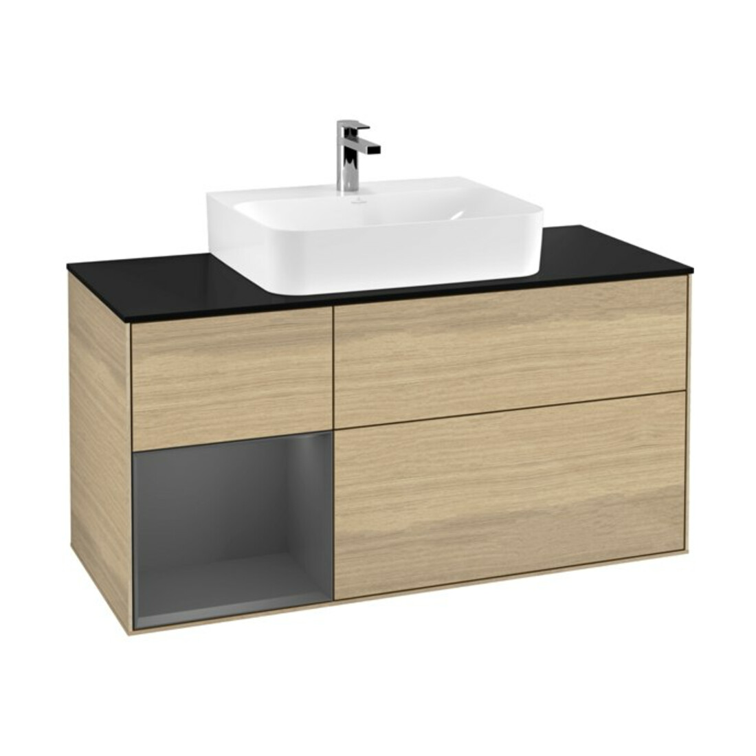 V&B Finion Meuble sous lavabo 120 cm, Pl b m, Étagère gauche Anthracite m, Oa ven