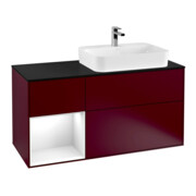 V&B Finion Meuble sous lavabo 120 cm, Pl b m, Étagère gauche, blanc brillant, Peo m-1