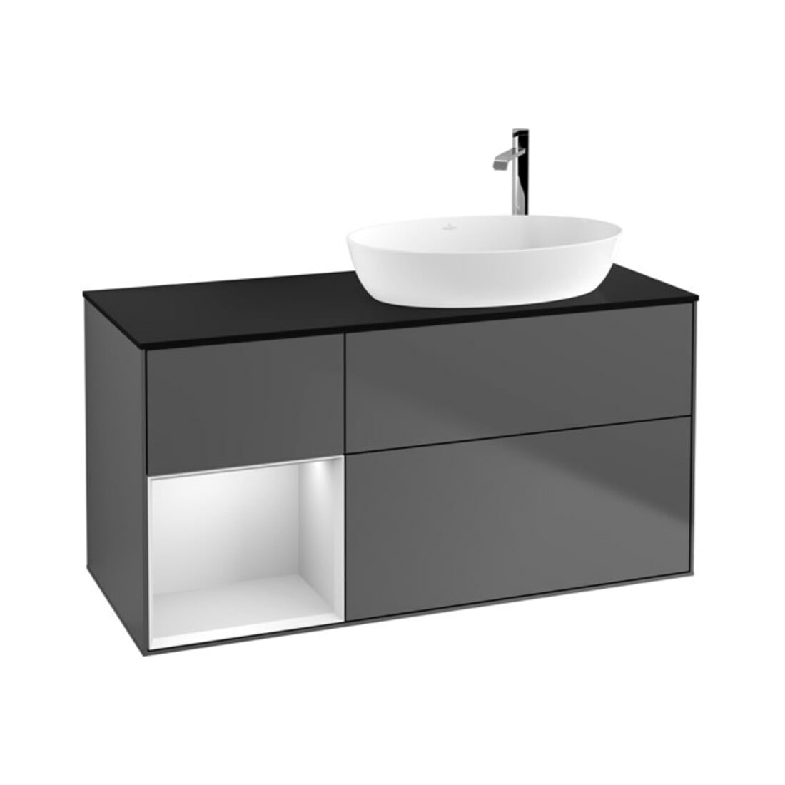 V&B Finion Meuble sous lavabo 120 cm, Pl b m, Rég wh. m Lac, Anthrac. m