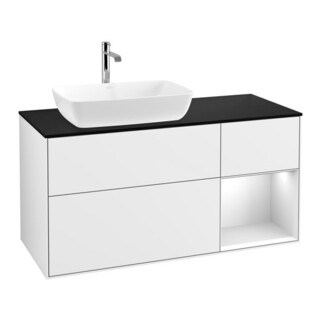 V&B Finion Meuble sous lavabo 120 cm, Pl b m, Rg blc m laque, blc brillant laqué