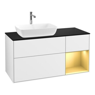 V&B Finion Meuble Sous-Lavabo 120 cm, Pl b m, Rg doré m Lac, blanc brillant Lac