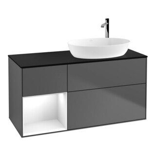 V&B Finion Meuble sous lavabo 120 cm, Pl b m, Rg g blanc laqué, anthracite m