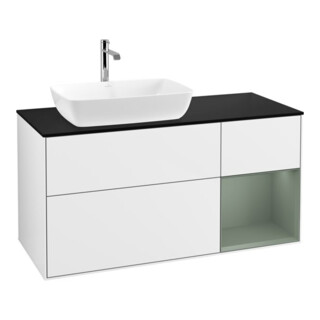 V&B Finion Meuble sous lavabo 120 cm, Pl b m, Rg Ol m Lac, blanc brillant Lac