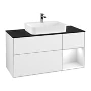 V&B Finion Meuble sous lavabo 120 cm, Pl b m, Rg r blanc brillant, blanc brillant laqué