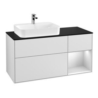 V&B Finion Meuble sous lavabo 120 cm, Pl b m, Rg r blanc mat Lac, blanc mat Lac