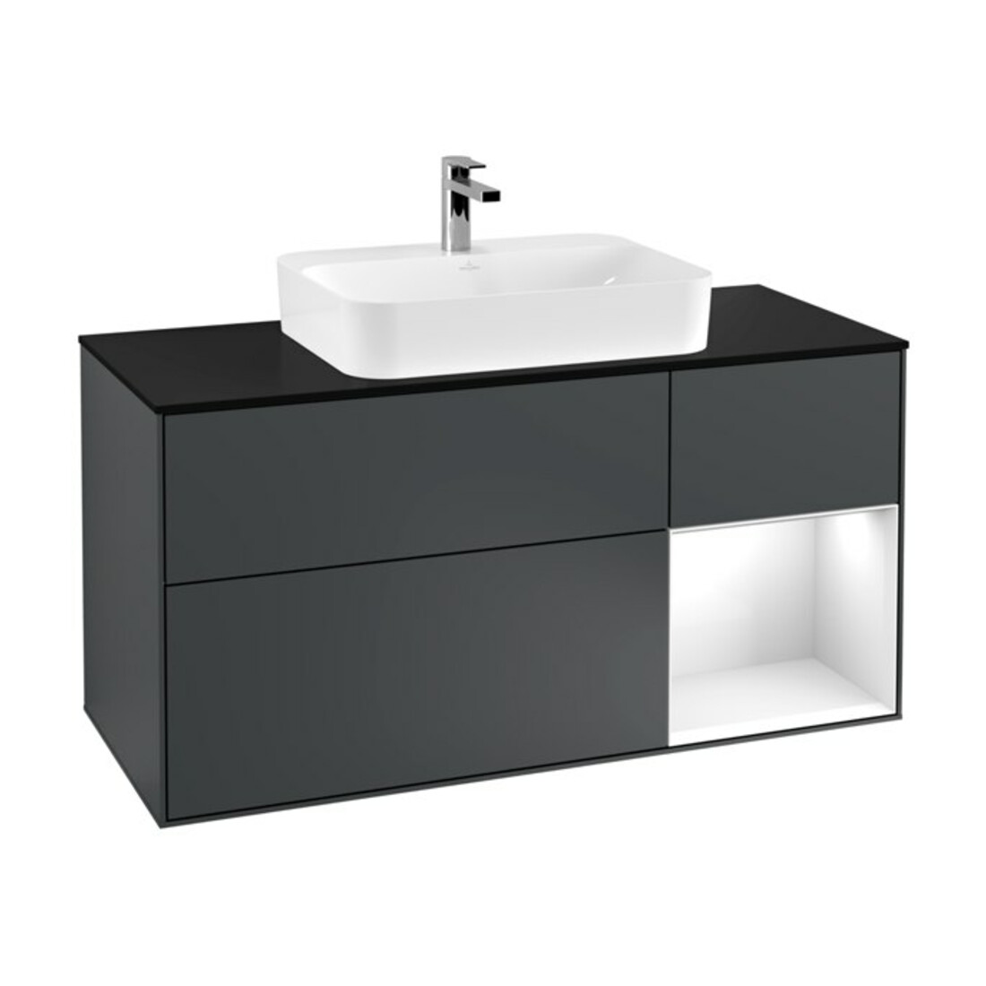 V&B Finion Meuble sous lavabo 120 cm, Pl b m, Rg r g wh., md bl. m Lac