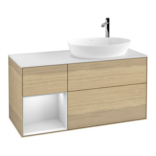V&B Finion Meuble sous lavabo 120 cm, Pl blanc mat, Ray blanc mat, Oa ven