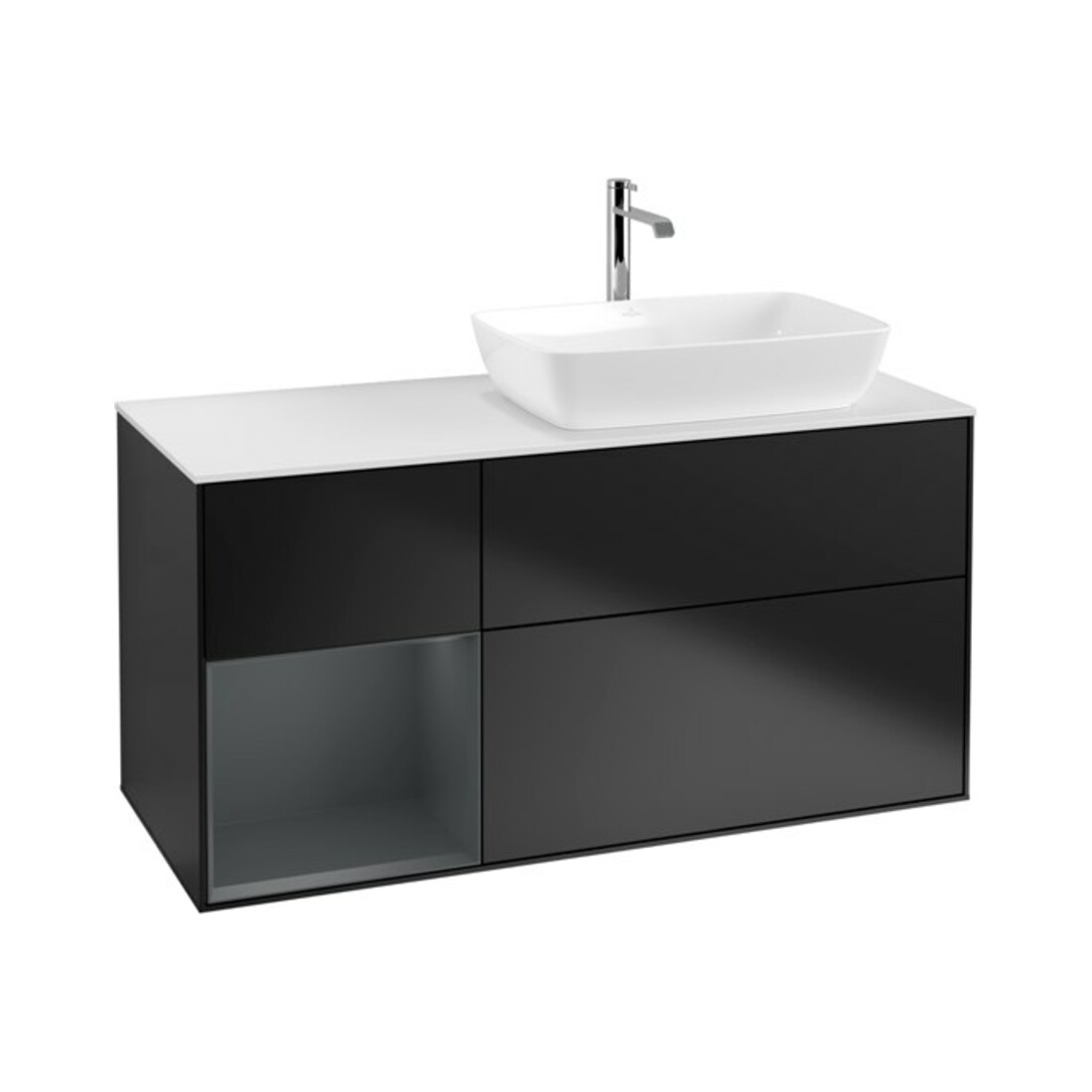 V&B Finion Meuble sous lavabo 120 cm, Pl blanc mat, Rég m Lac, bleu m Lac