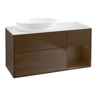 V&B Finion Meuble sous lavabo 120 cm, Pl blanc mat, rég wal ven, wal ven