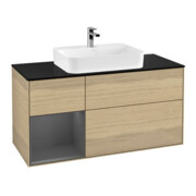 V&B Finion Meuble sous lavabo 120 cm, Pl blanc mat, Réglette gauche Anthracite mat, Oa ven