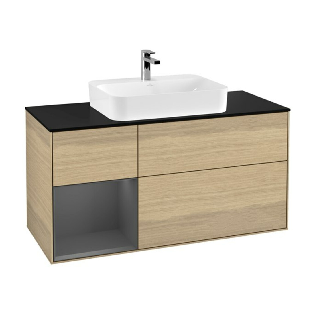 V&B Finion Meuble sous lavabo 120 cm, Pl blanc mat, Réglette gauche Anthracite mat, Oa ven