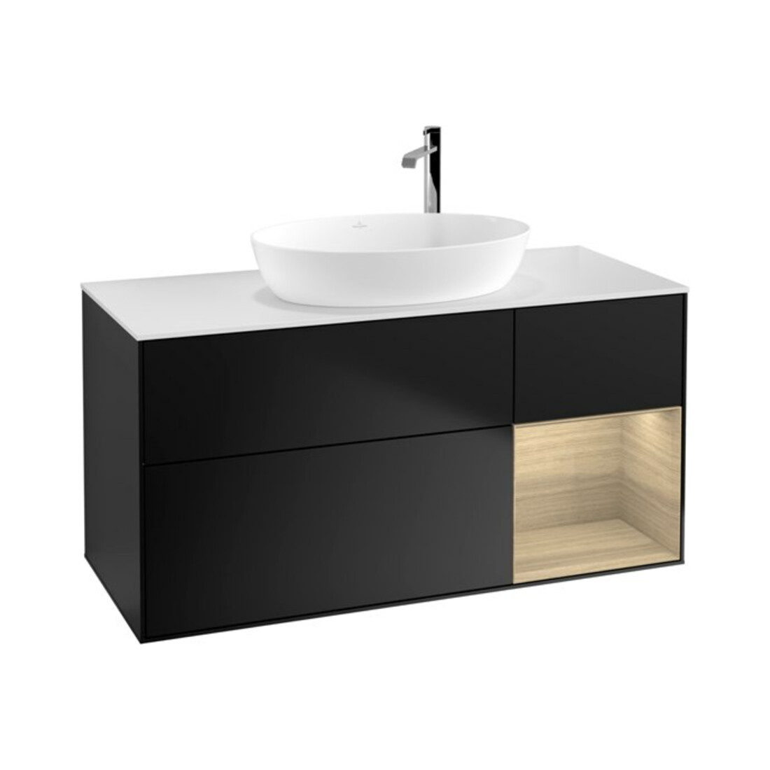 V&B Finion Meuble sous lavabo 120 cm, Pl blanc mat, régulateur Oa ven, blanc mat laqué