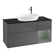 V&B Finion Meuble sous lavabo 120 cm, Pl blanc mat, Rg olivier mat, Anthracite m