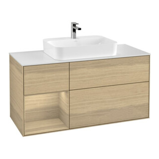 V&B Finion Meuble sous lavabo 120 cm, Pl blanc mat, Tiroir gauche, Oa ven, Oa ven