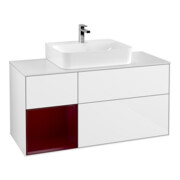 V&B Finion Meuble sous lavabo 120 cm, pl blanc mat, tiroir gauche Peo, blanc brillant laqué