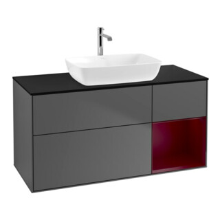 V&B Finion Meuble sous lavabo 120 cm, Pl blanc mat, Tiroir Peo mat laqué, Anthracite m